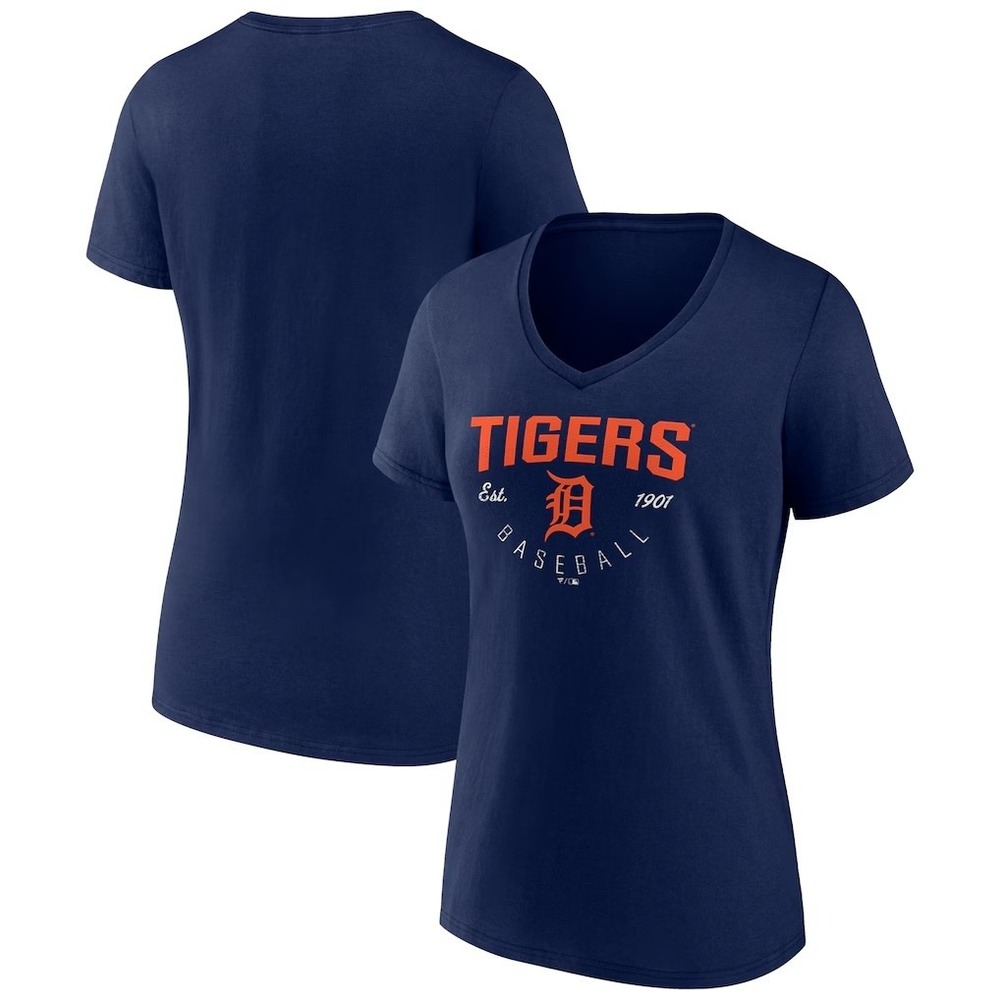 Logo Athletic Detroit Tigers MLB Navy Blue V-Neck T-Shirt Women's Small NWT